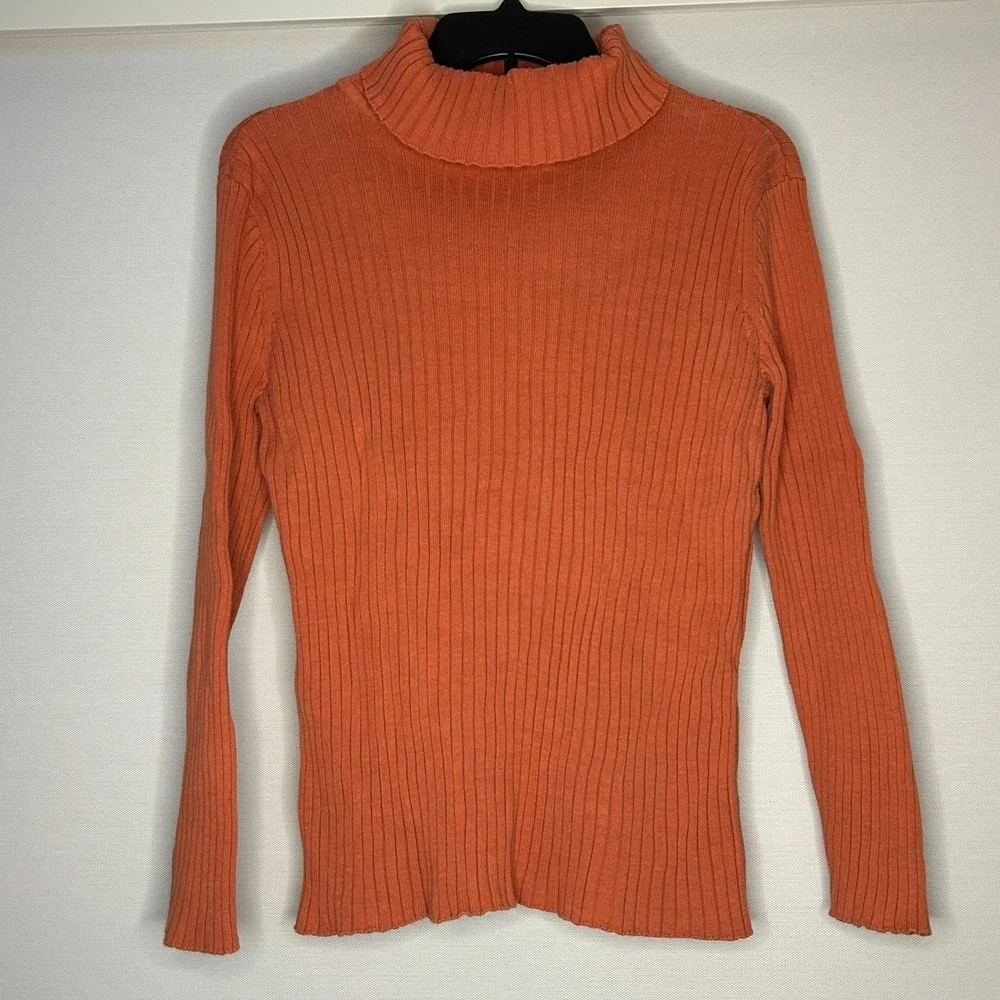 Jessica London Ribbed Turtleneck Sweaters Lot 2 Purple Orange Cotton 18/20 Fall